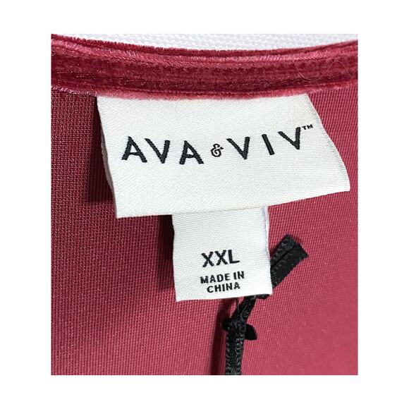 Ava & Viv Rosette Midi A-Line Red Dress 2XL Velvet Whimsigoth Emo Romantic NWT - Picture 7 of 8